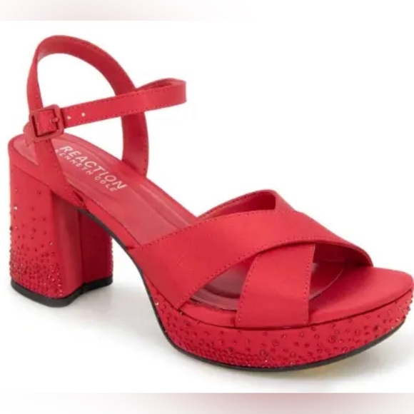 Kenneth Cole Reaction Women's Reeva Silk Platform Sandals Sz 8 - Picture 3 of 11